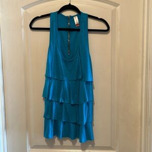 No boundaries aqua blue sleeveless ruffled top